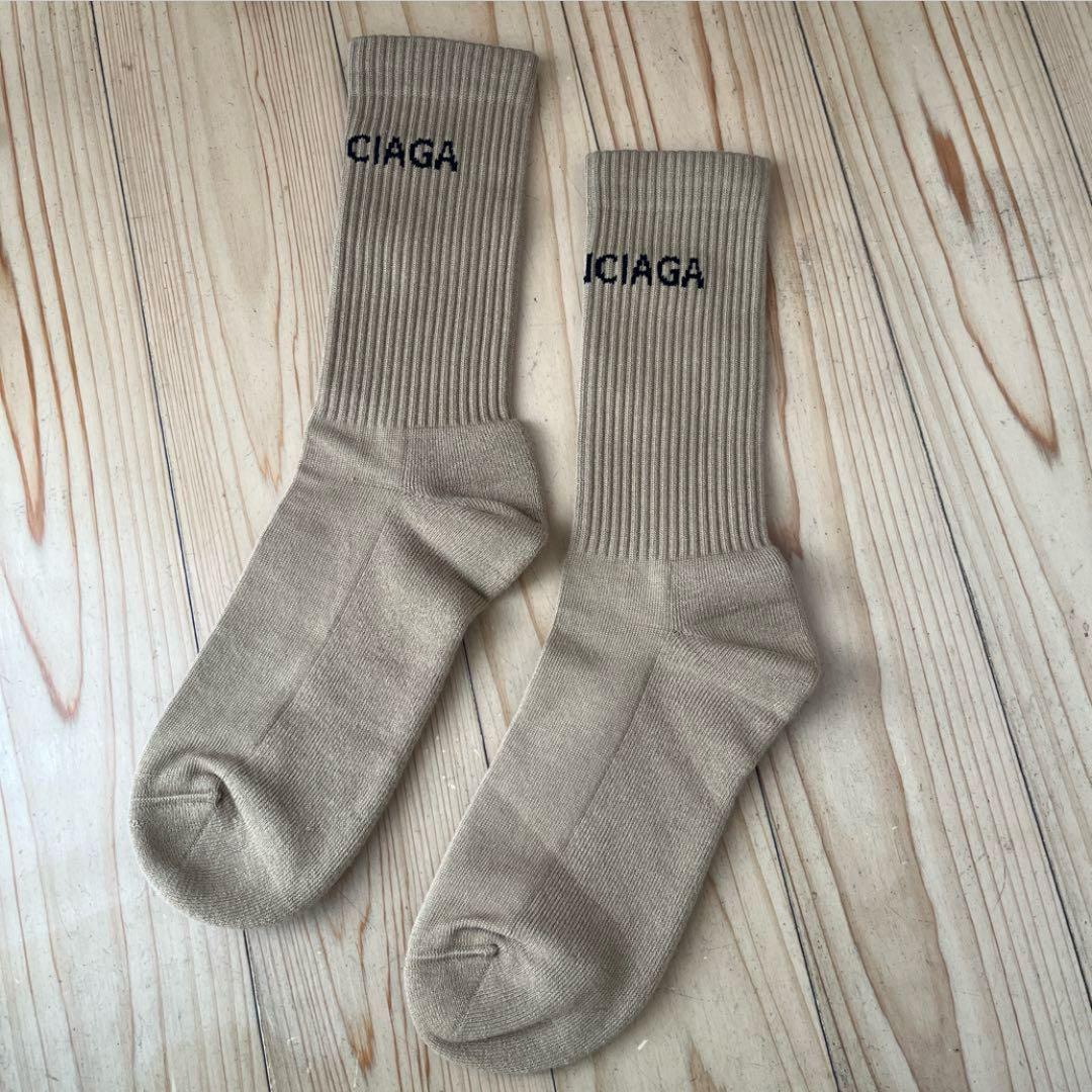 未使用バレンシアガ　ロゴソックス　ブラウン