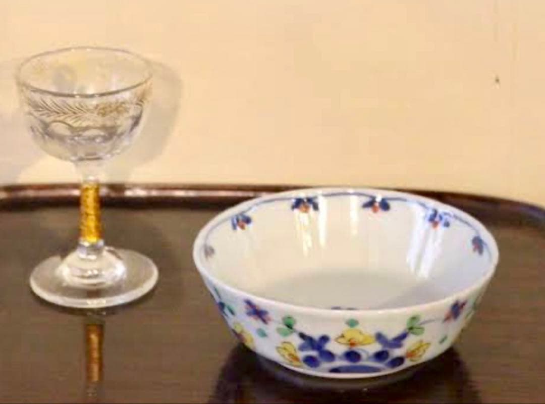 正木春蔵　正木春蔵 色絵染付草花文深皿