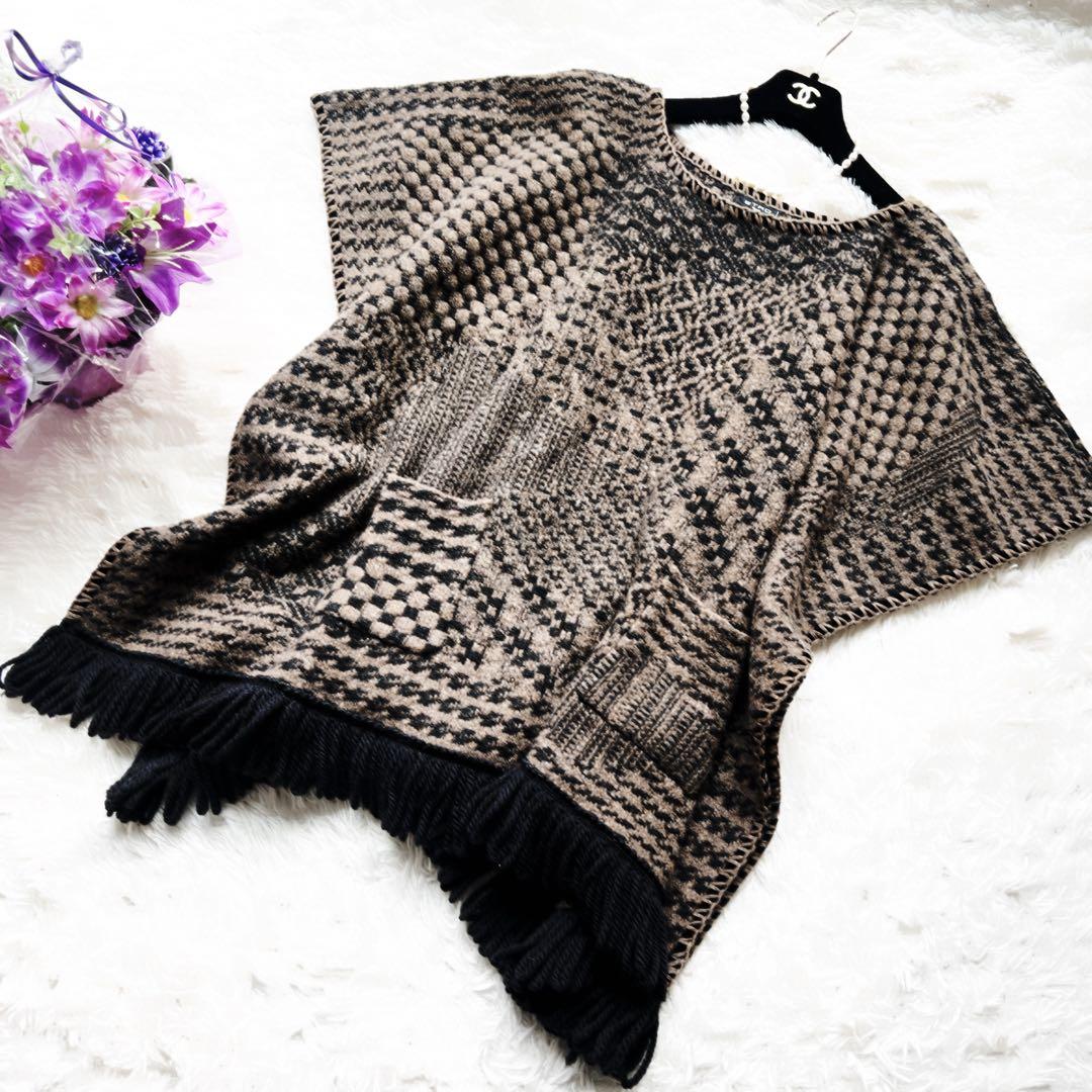 美品　ETRO エトロ ポンチョ　ケープ　カシミヤ　コート　フリンジ　ニット