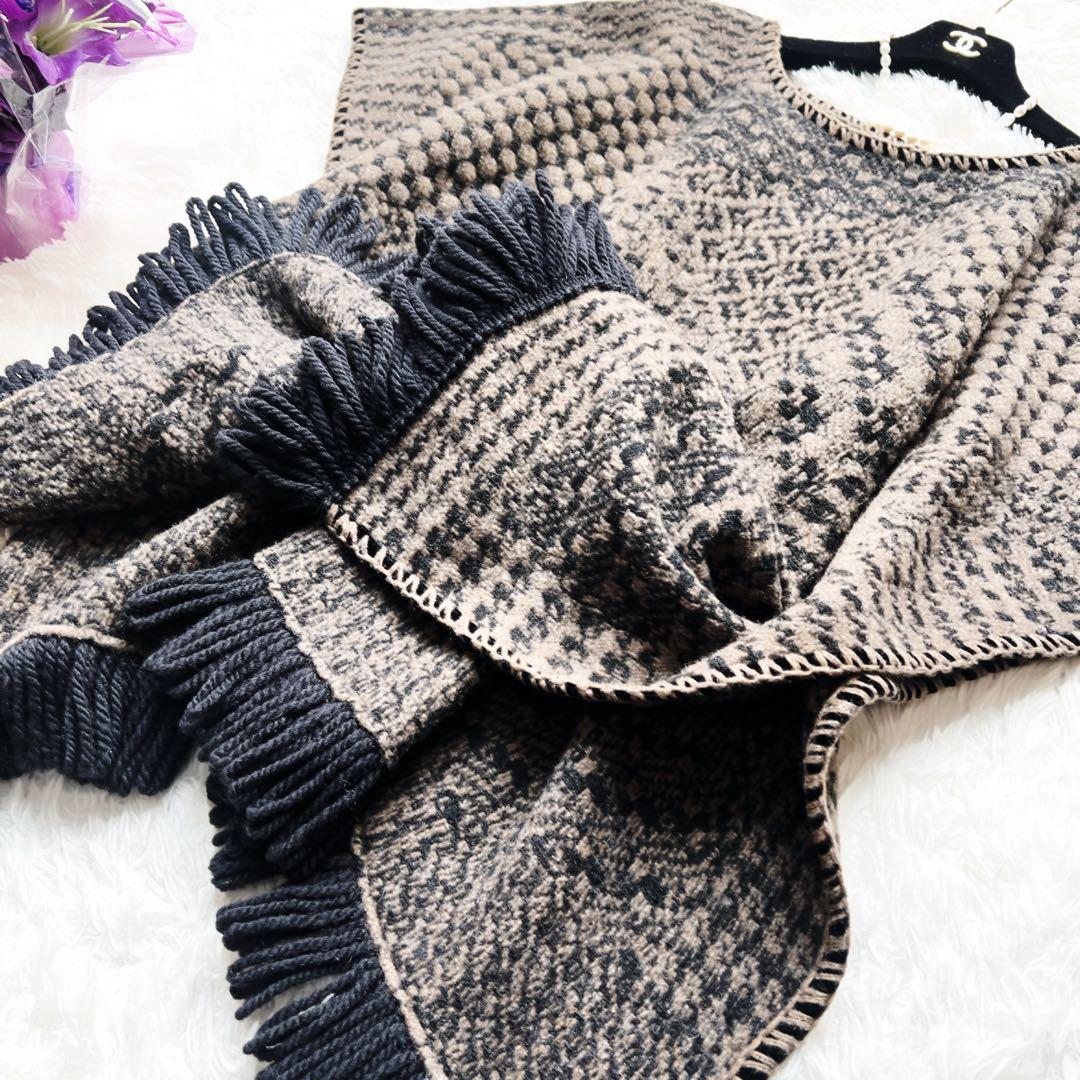 美品　ETRO エトロ ポンチョ　ケープ　カシミヤ　コート　フリンジ　ニット