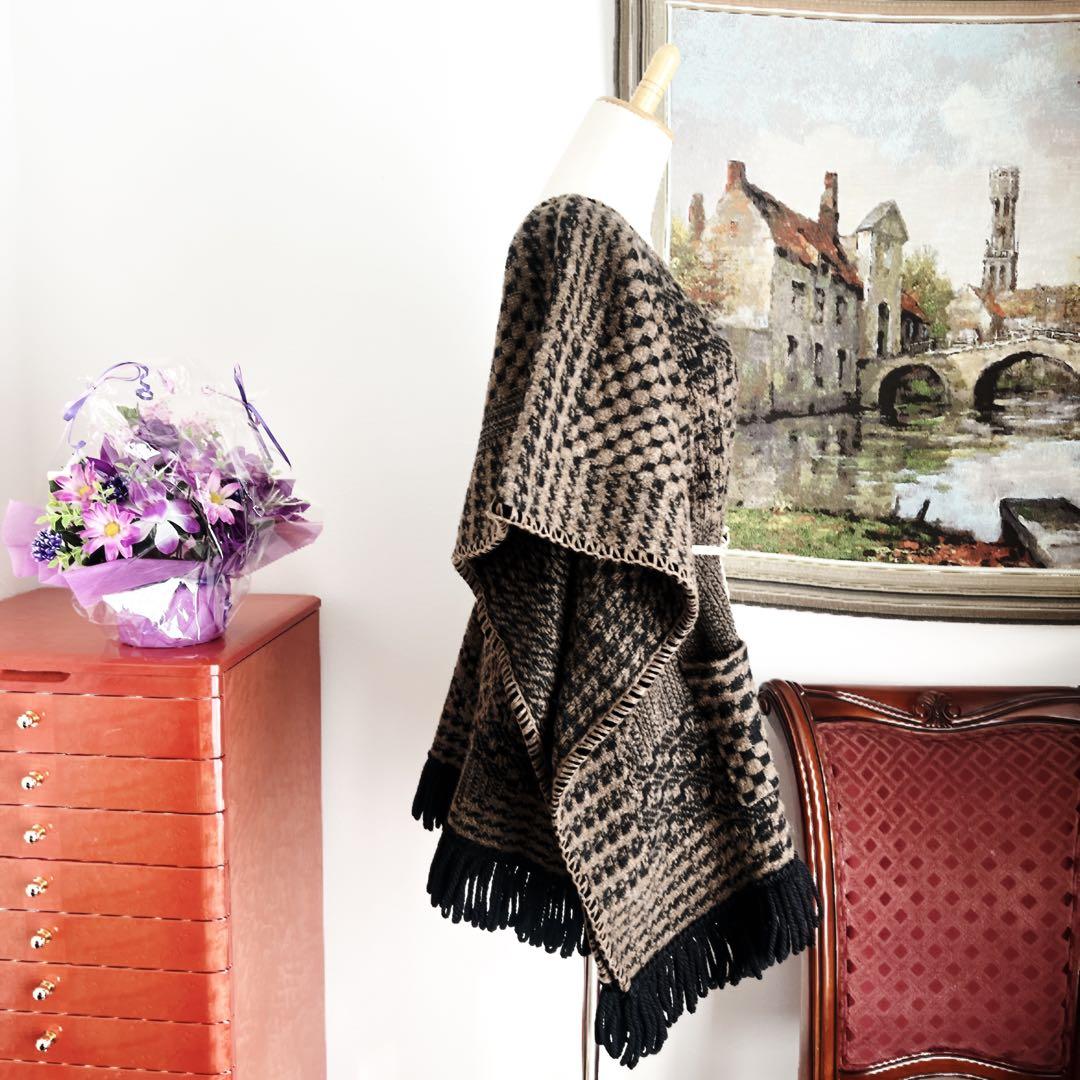 美品　ETRO エトロ ポンチョ　ケープ　カシミヤ　コート　フリンジ　ニット