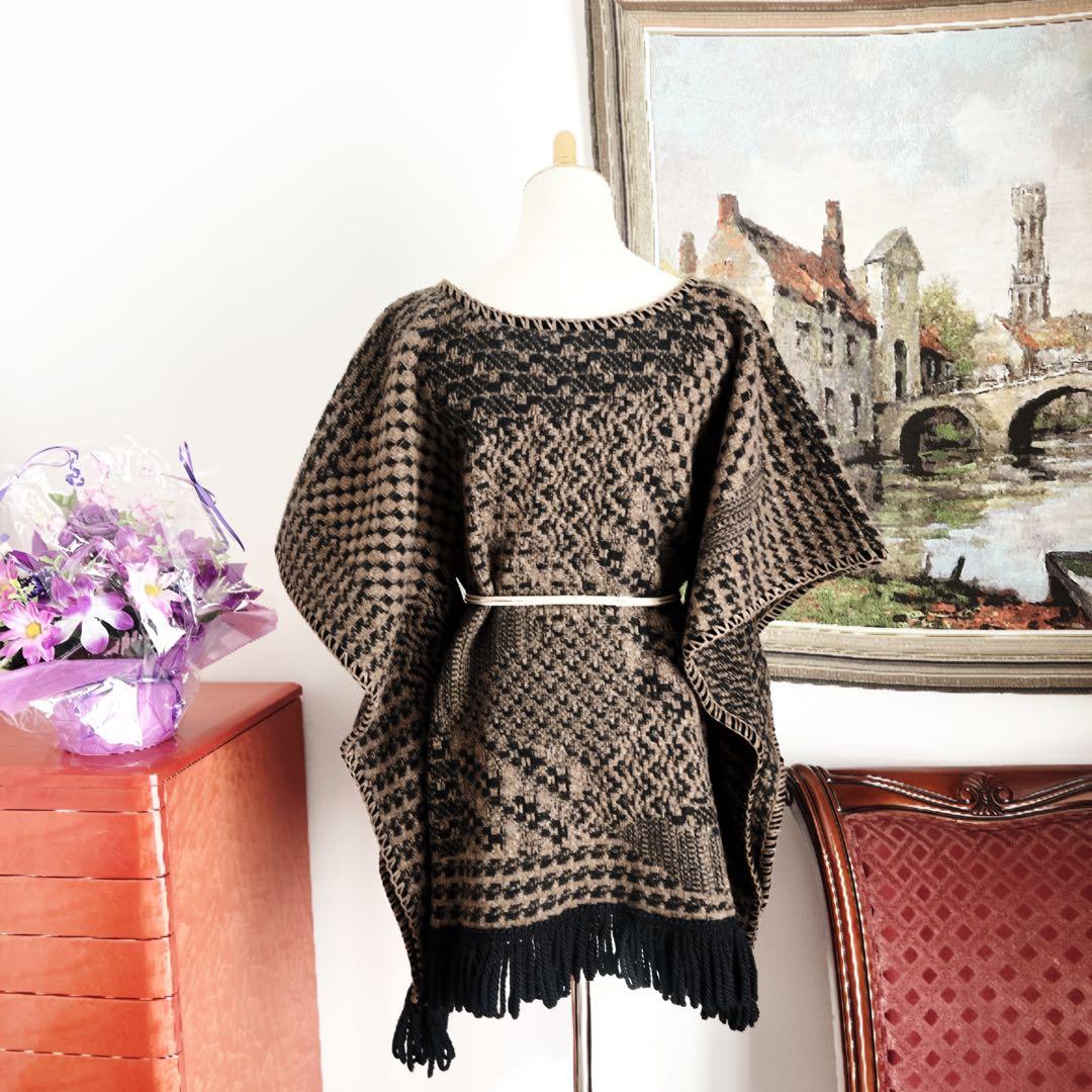 美品　ETRO エトロ ポンチョ　ケープ　カシミヤ　コート　フリンジ　ニット