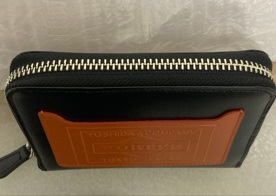 Porter ＰＳレザーウォレットチェッカーフラッグ　ブラック