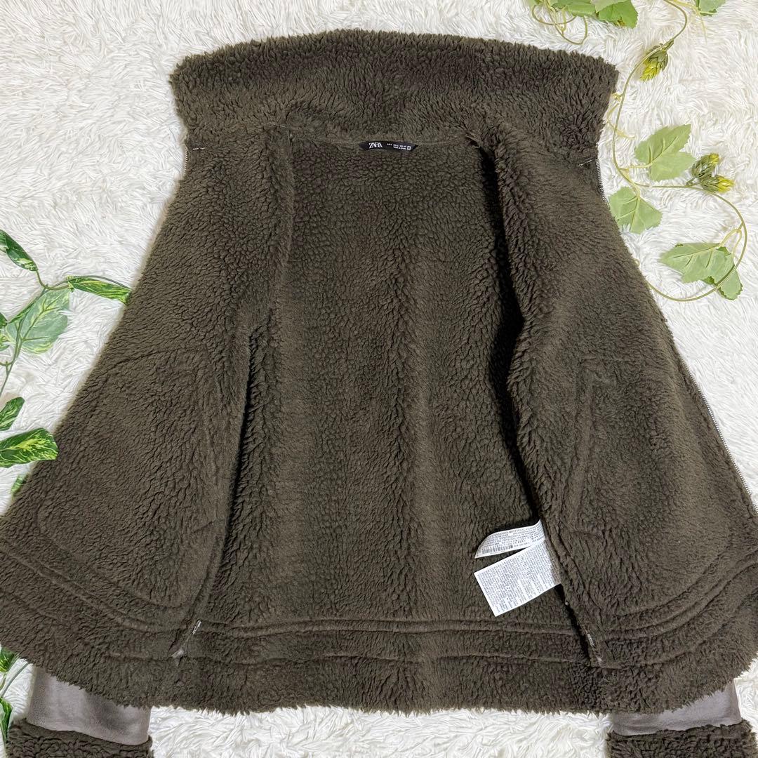 美品　ZARA　フライトジャケット　フェイクレザー　ボア　モカブラウン　Ｌサイズ