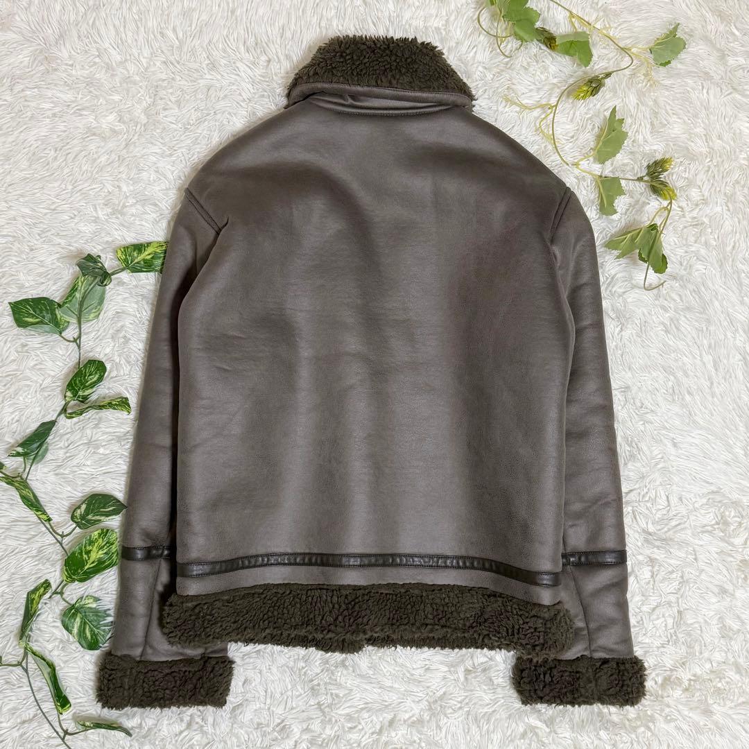 美品　ZARA　フライトジャケット　フェイクレザー　ボア　モカブラウン　Ｌサイズ
