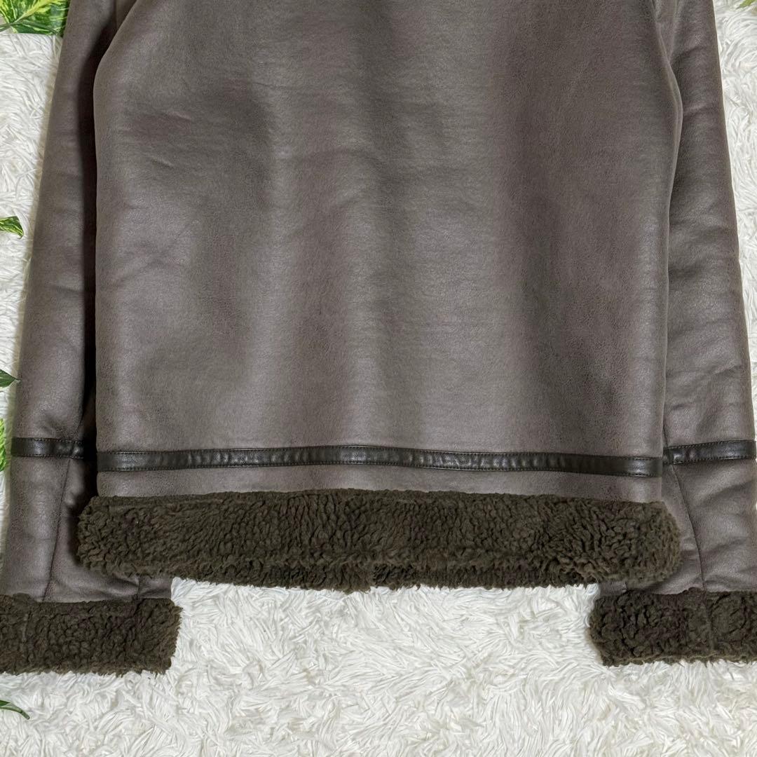 美品　ZARA　フライトジャケット　フェイクレザー　ボア　モカブラウン　Ｌサイズ