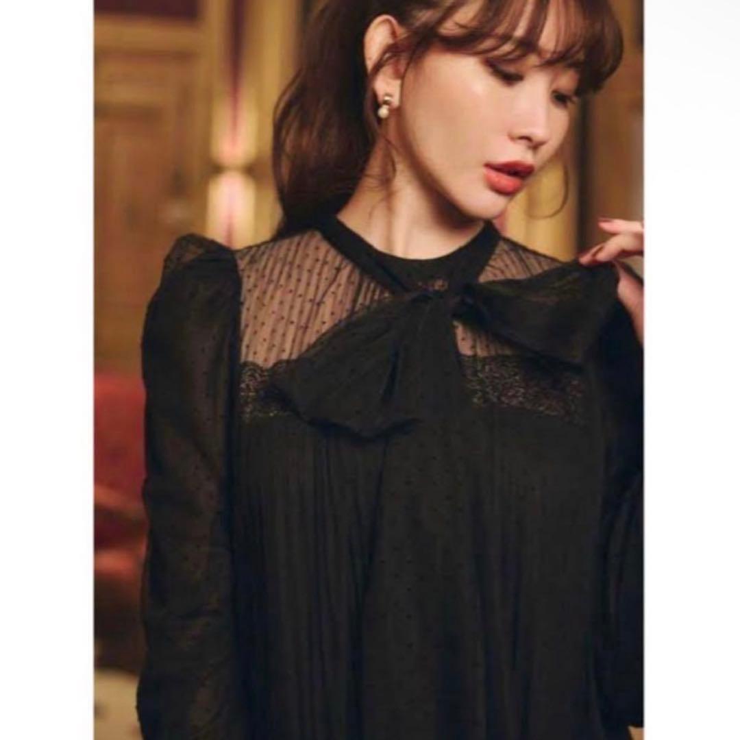 ワンピース Her lip to french pleated lace dress