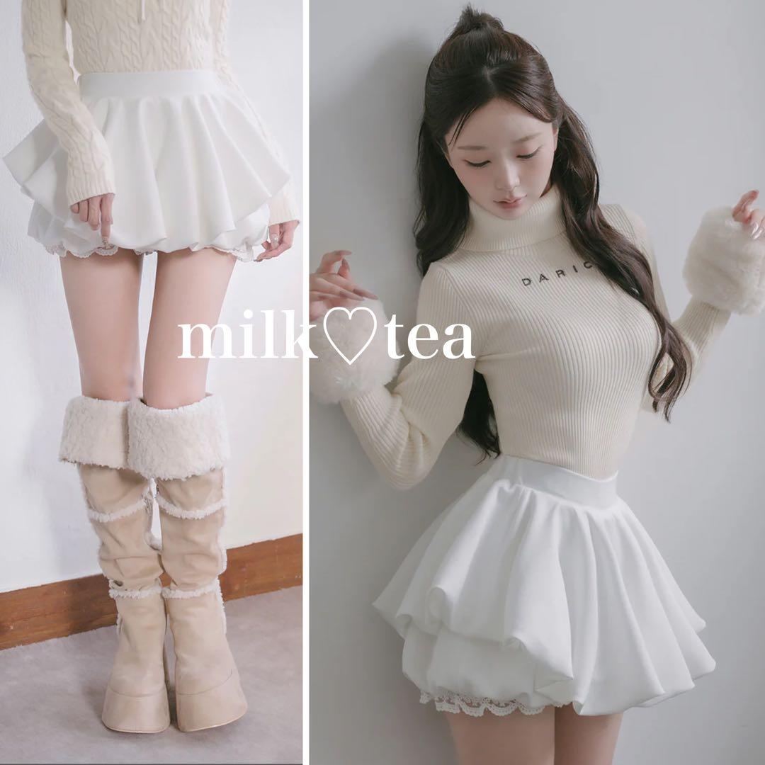 新品タグ付 ダーリッチ ボリュームバルーンミニスカート ホワイト フリー