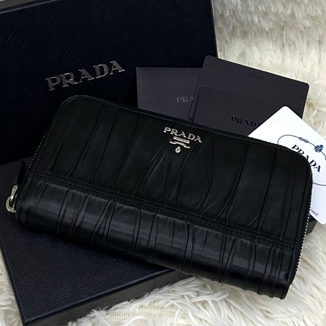 ［美品］PRADA プラダ ラウンドファスナー 長財布 ブラック