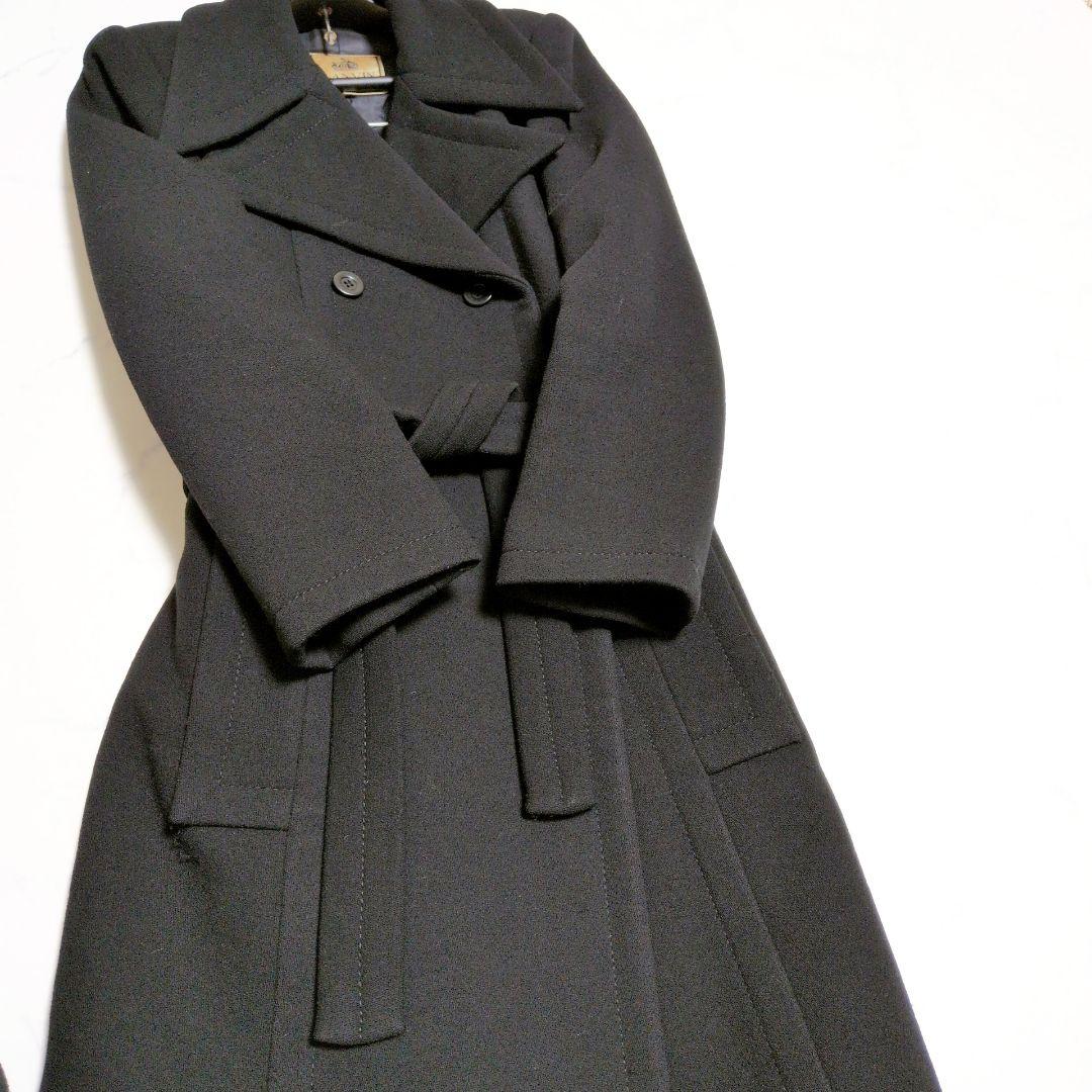 ランバン チェスターコート ロングコート ダブルブレスト ベルト ブラック М