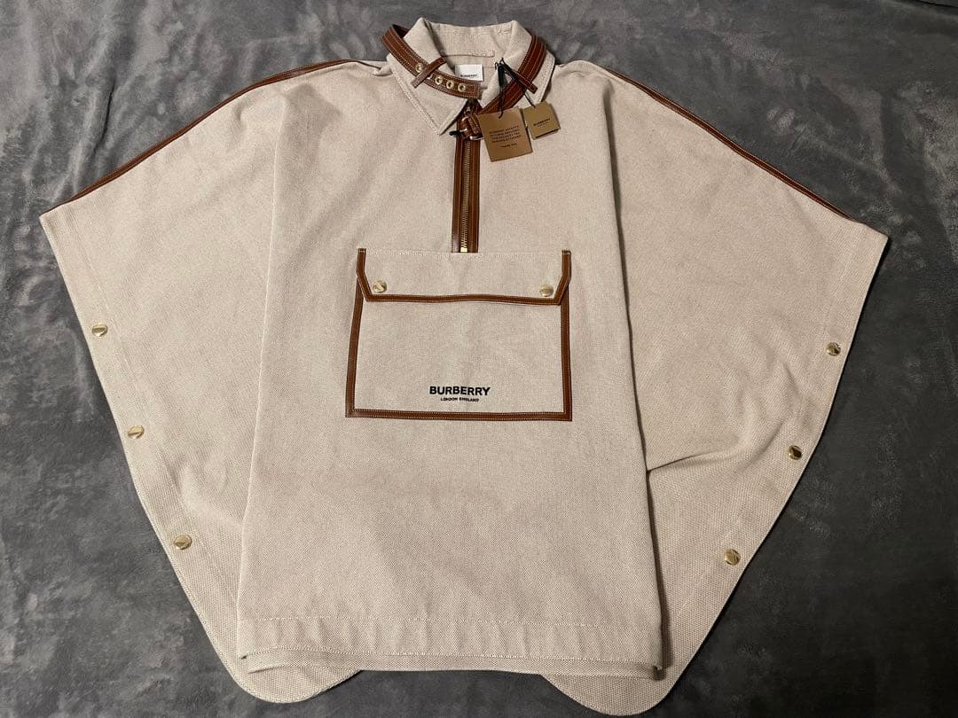 【極美品】BURBERRY レザー切替　ハーフジップ　ポンチョジャケット