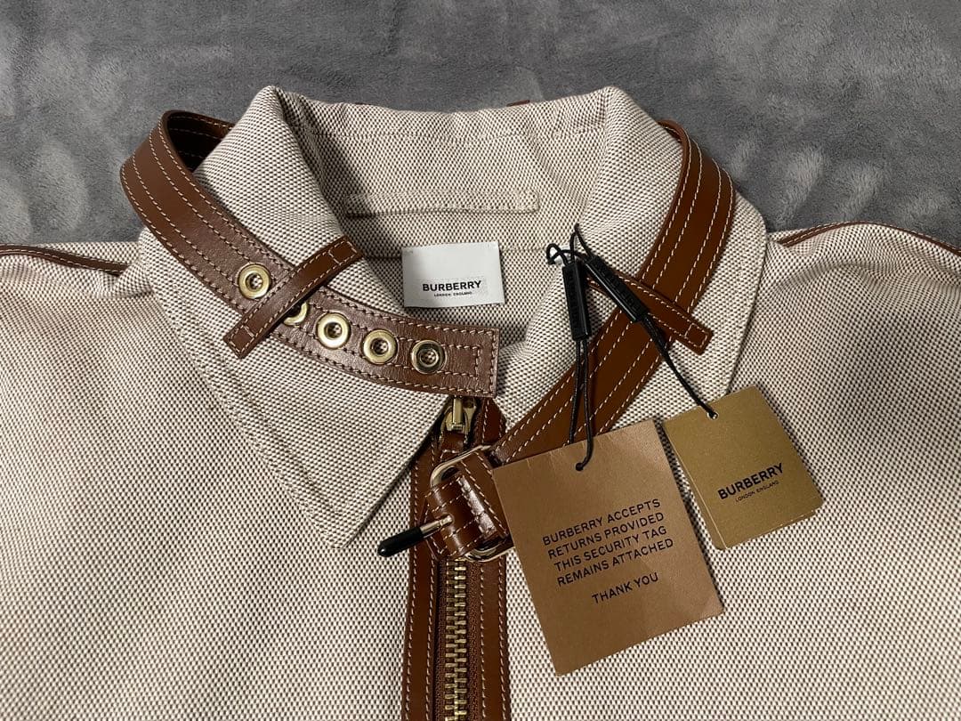 【極美品】BURBERRY レザー切替　ハーフジップ　ポンチョジャケット