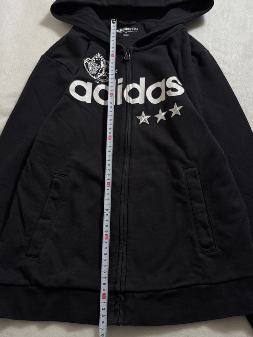 adidas ビッグロゴ00sy2k 髑髏ドクロレース平成ギャル　パーカー星古着