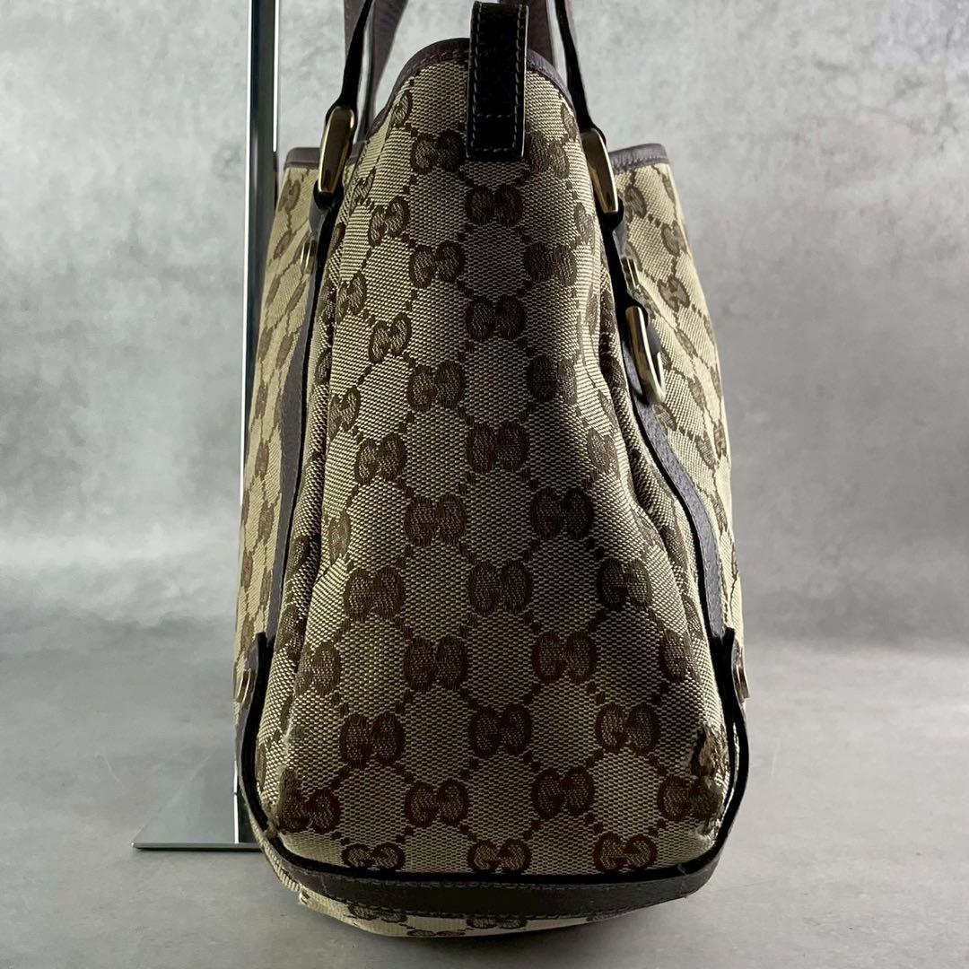 美品 グッチ GGキャンバス ショルダー トート ブラウン 肩掛け A4収納可