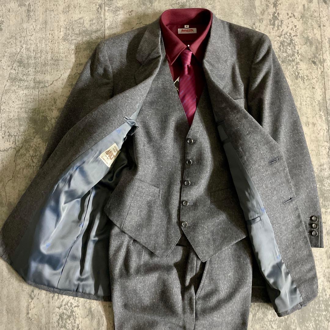 極上ウール 100% ヴィンテージ スリーピース × OLD GUCCIネクタイ