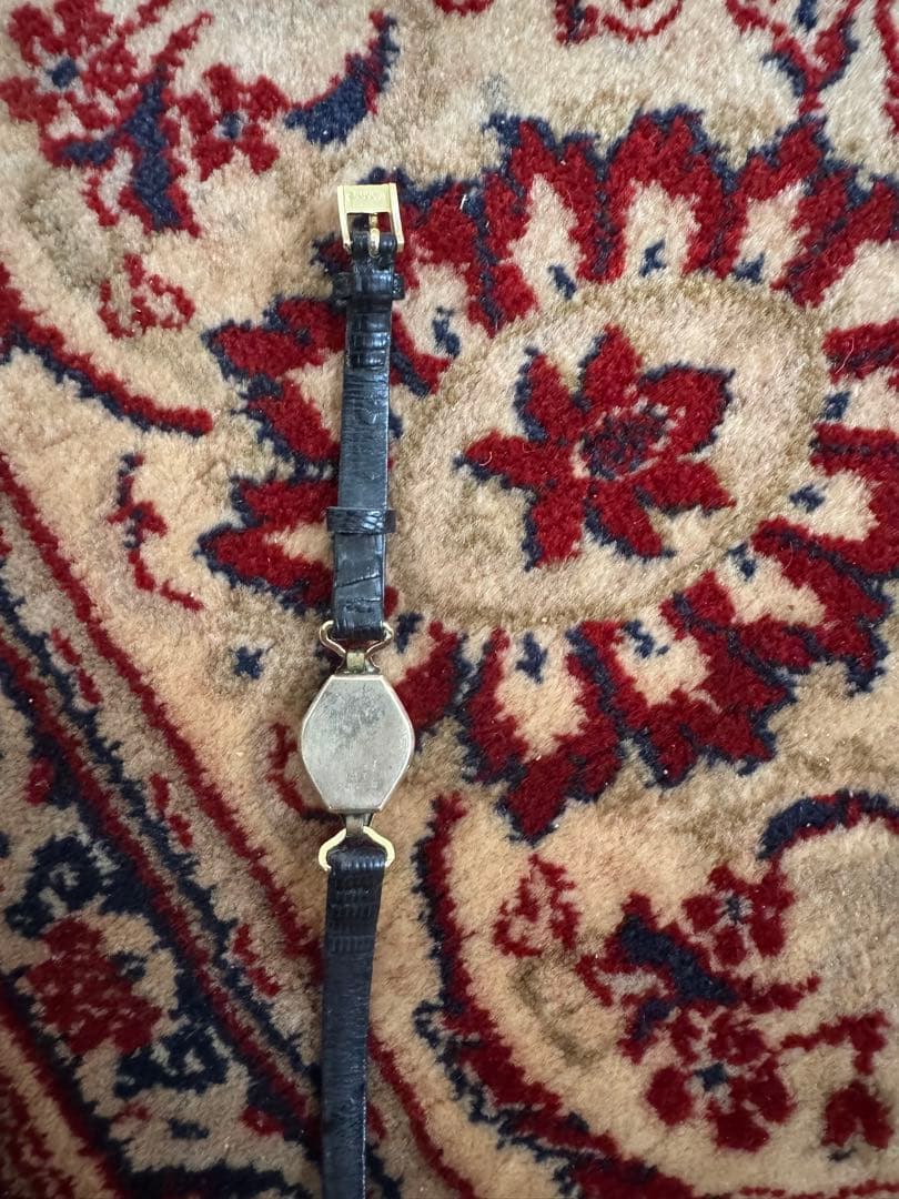 Buwog 14K 手巻き時計 ブラックレザー