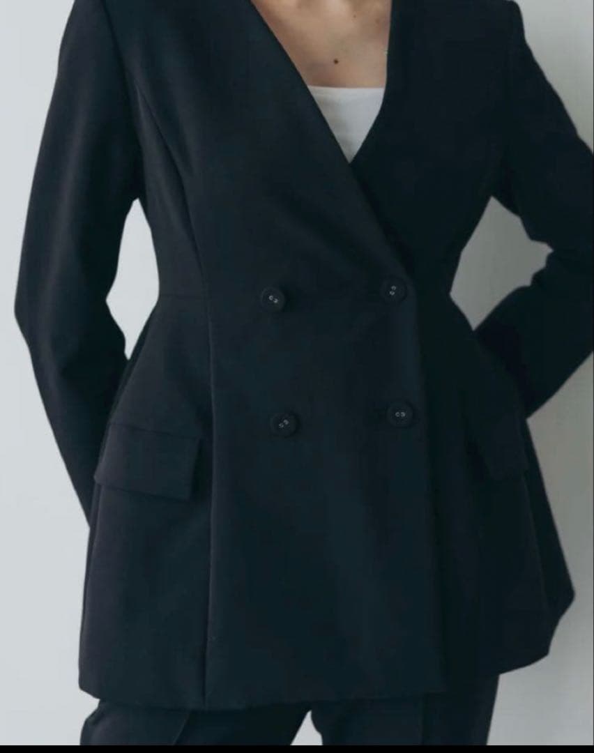 ジャケット・アウター carla Ruffle Peplum Jacket navy