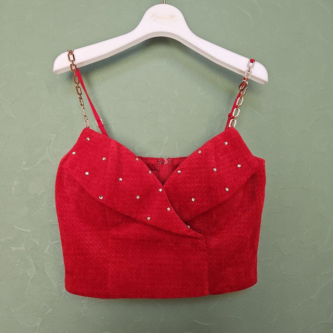 ROBE de FLEURS Glossy/バストビジューセットアップミニドレス