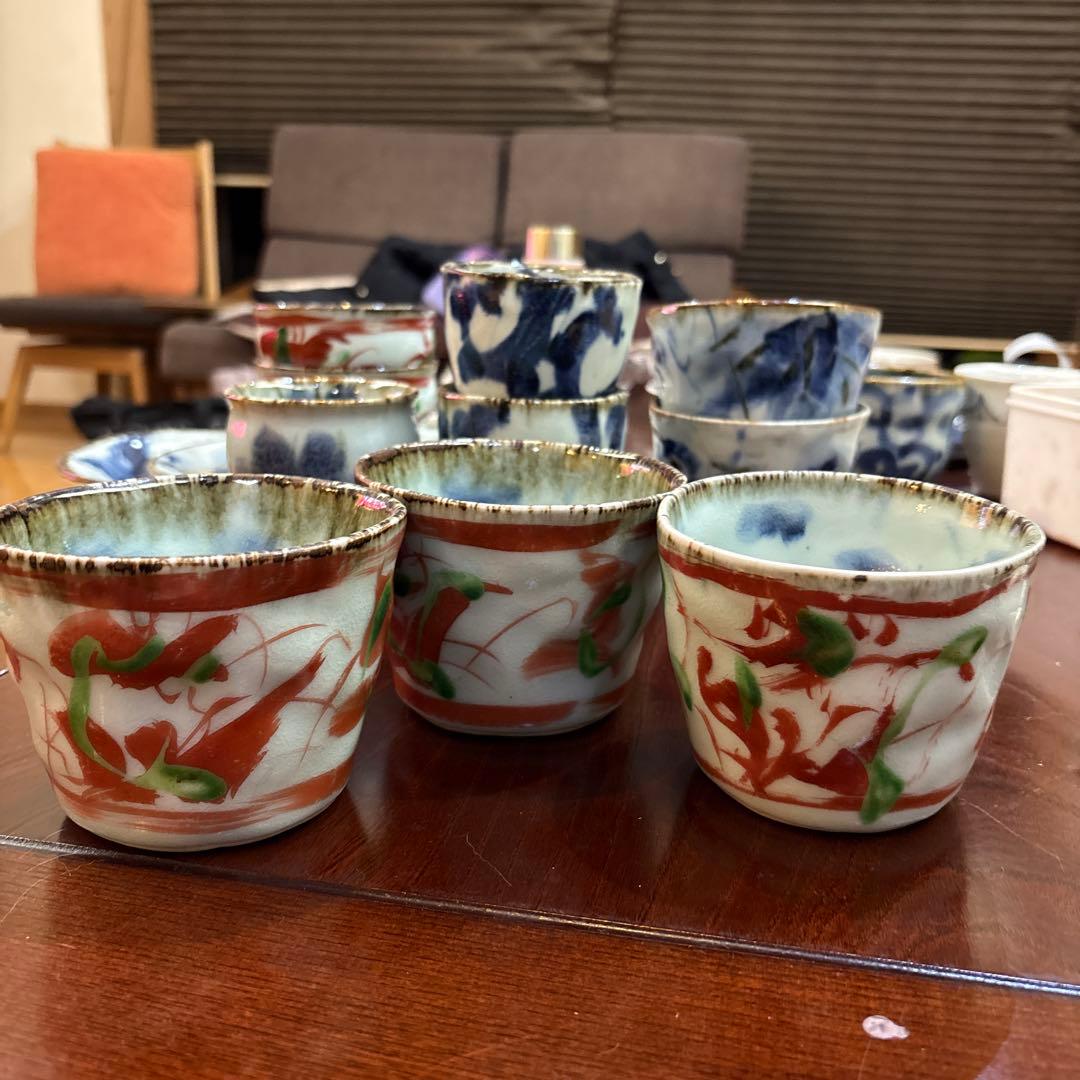 斉山窯　なぶり鉢　赤絵　3個セット