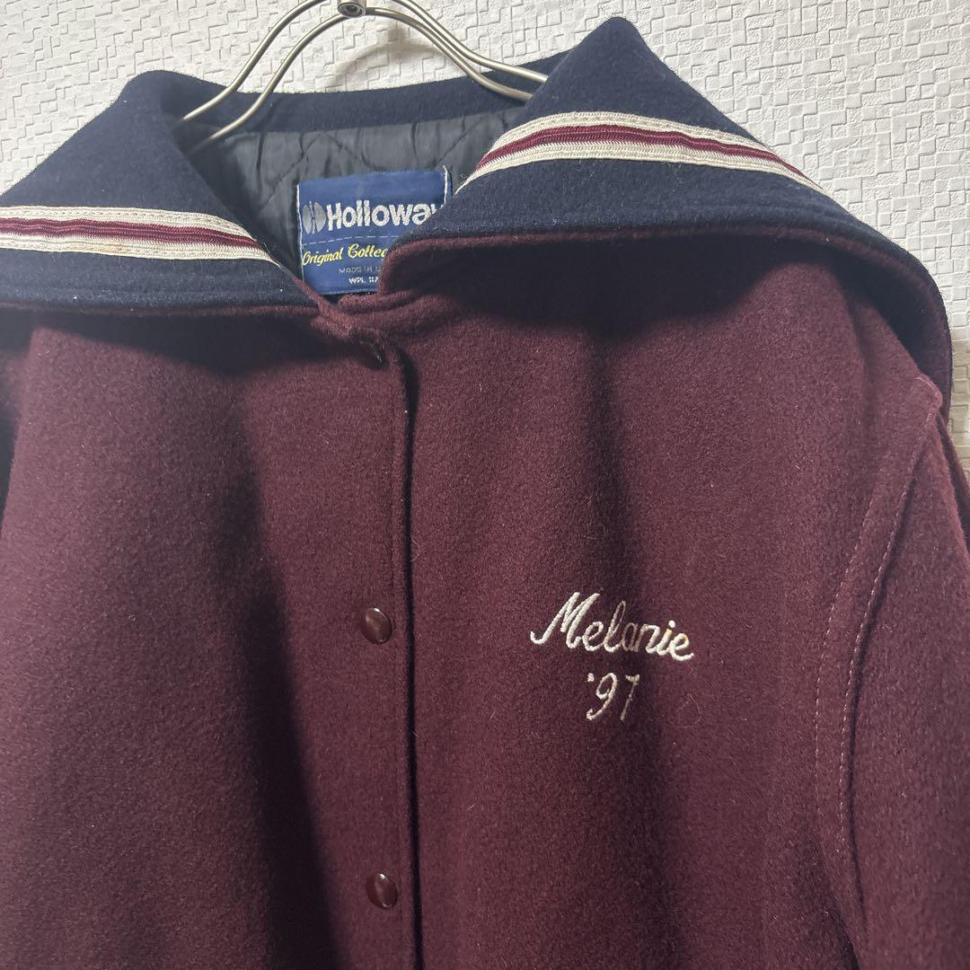 90s Holloway セーラーカラー スタジャン 刺繍 ボルドーXLゆるだぼ