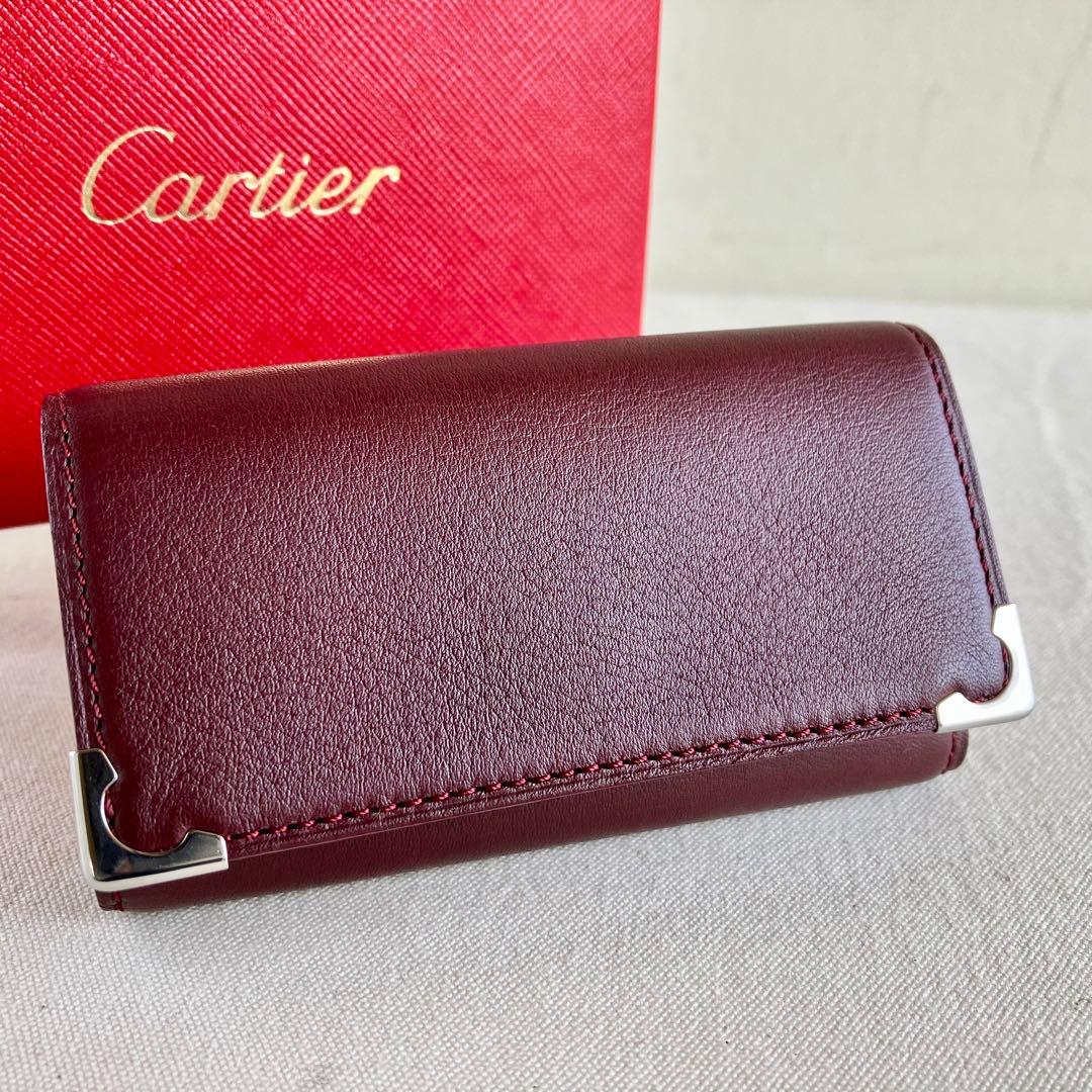 小物 Cartier Key Case Burgundy Leather New