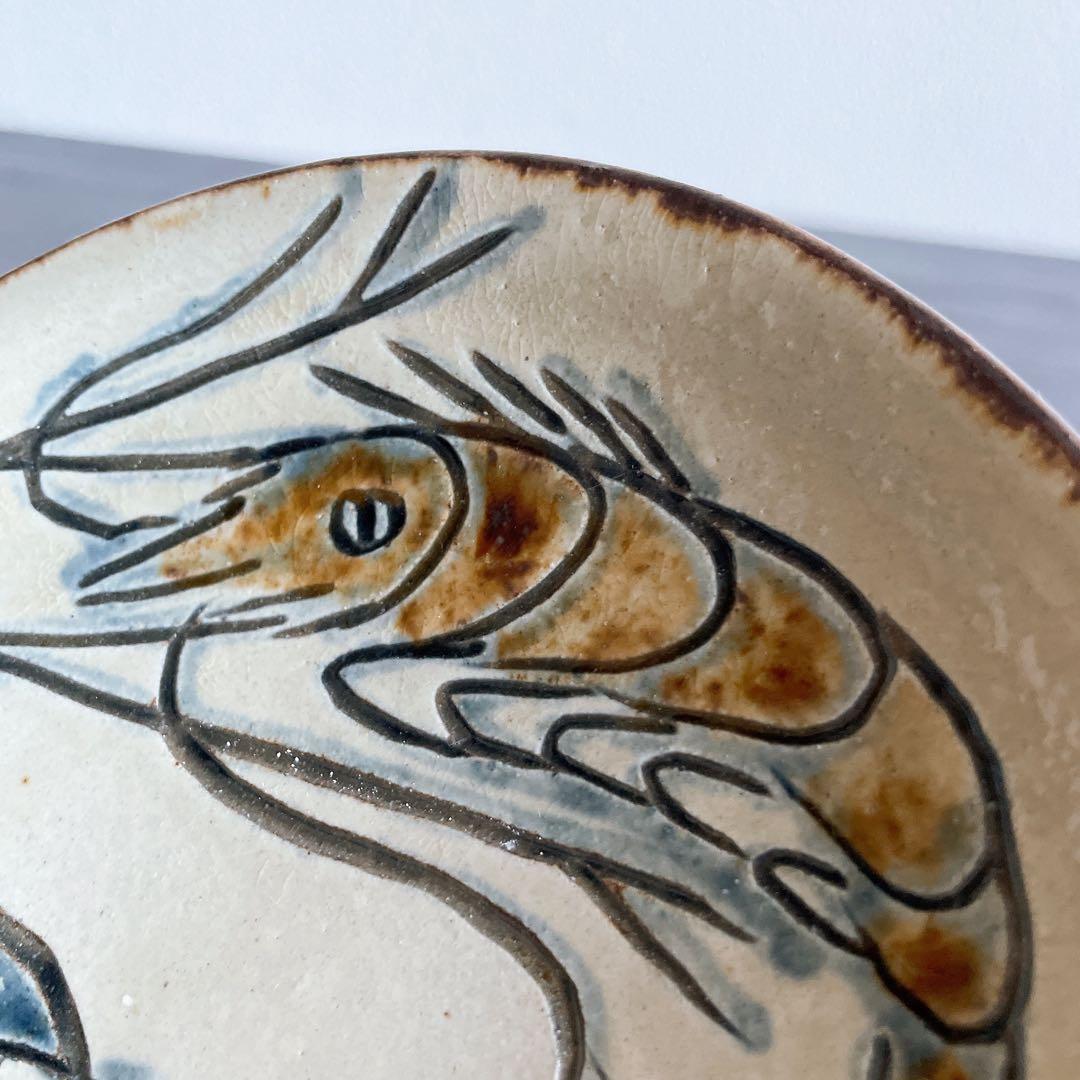 金城次郎 海老文 魚文5寸皿 壺屋焼 やちむん 沖縄 民藝