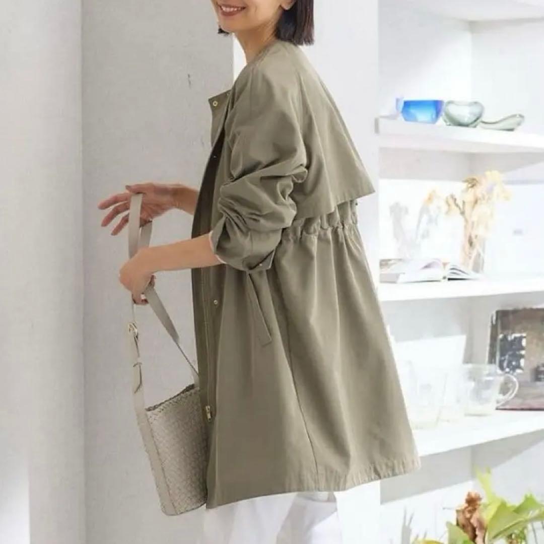 23区 24SS ライトツイル ノーカラーコート 40 撥水 洗える