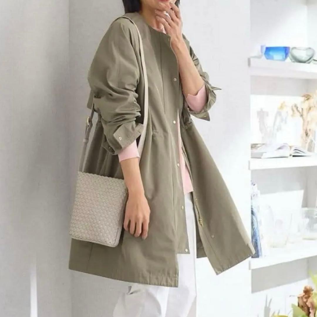 23区 24SS ライトツイル ノーカラーコート 40 撥水 洗える