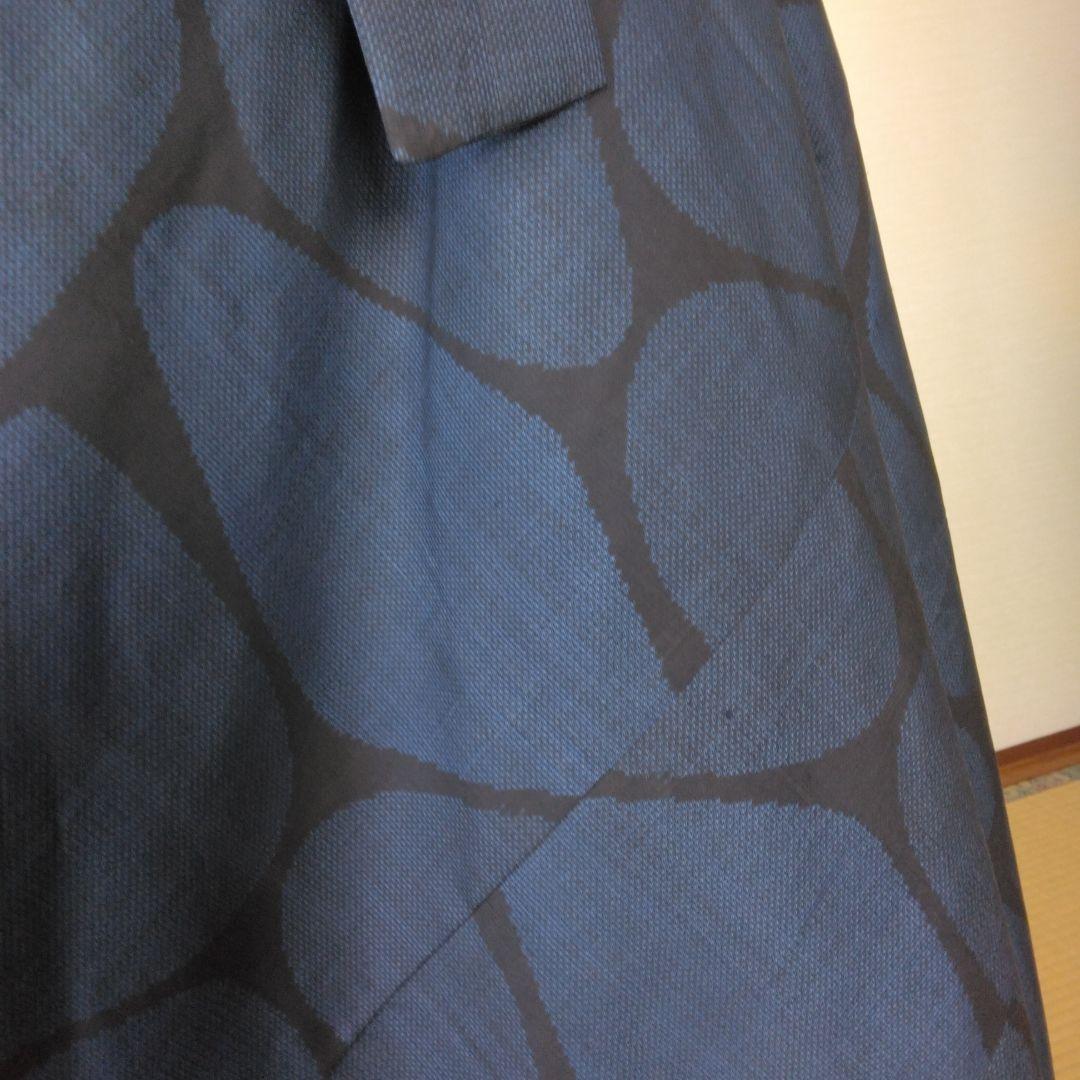 大島紬の解き生地から、 バイアス仕立てロングフレアーワンピース 　M寸