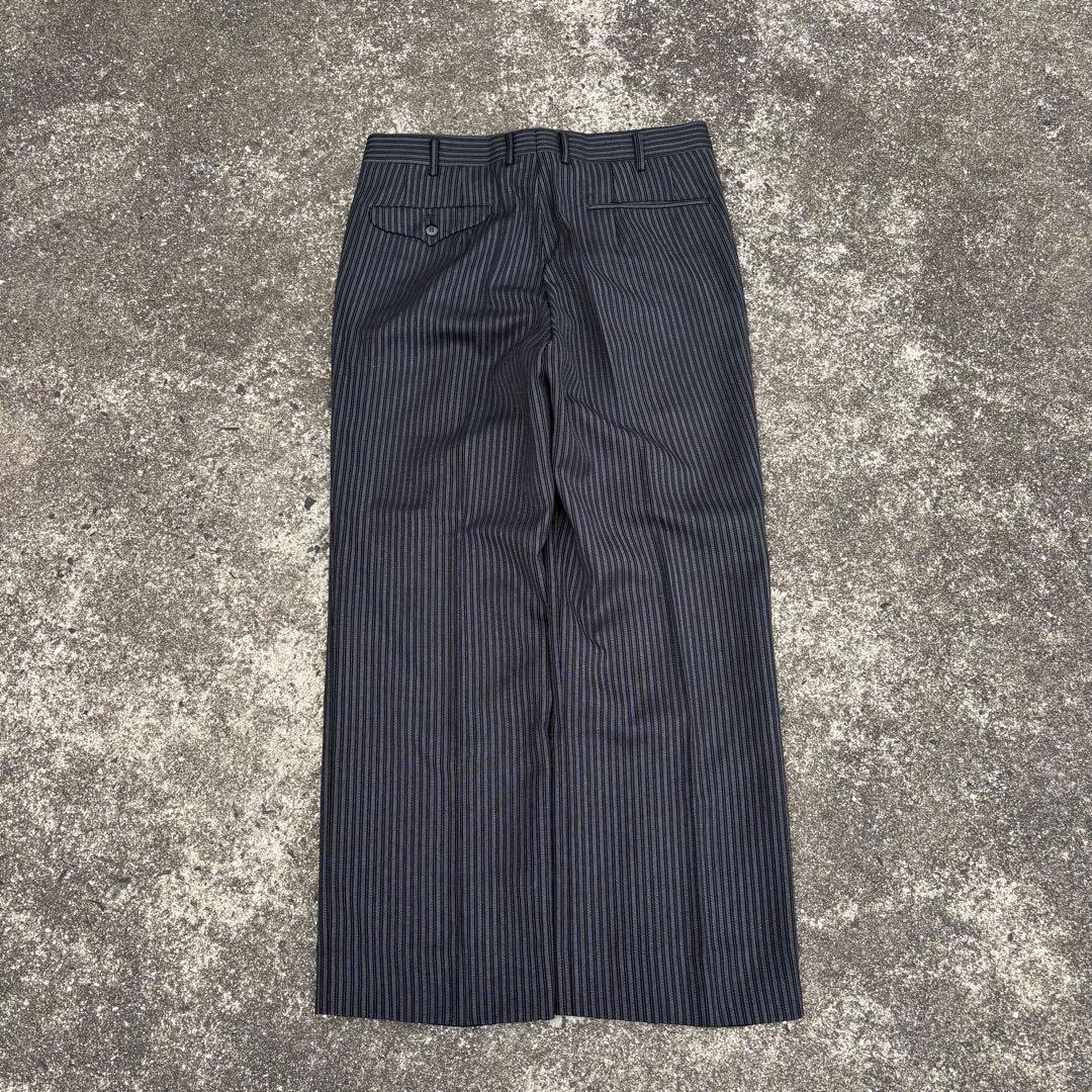 70s vintage ウールスラックス ストライプ ブラック 肉厚