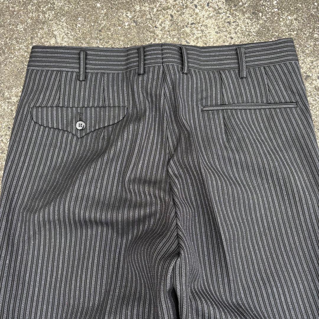 70s vintage ウールスラックス ストライプ ブラック 肉厚
