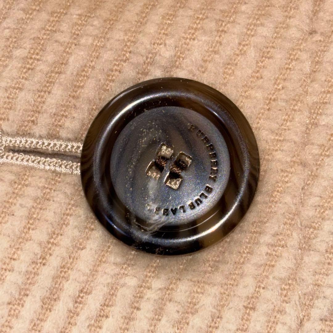 バーバリーブルーレーベル ノバチェック ウールコート アンゴラ混 リアルファー