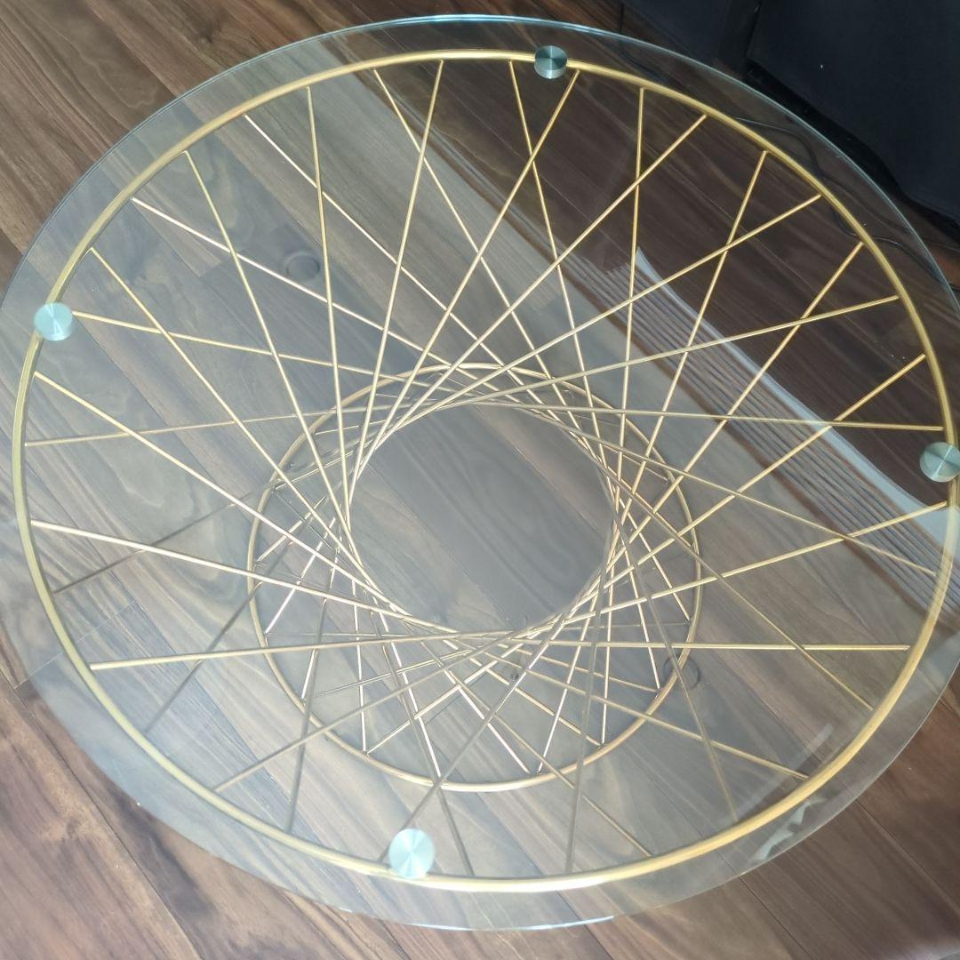 最終SALE！美品マーリアクリア×ゴールド円形センターテーブル