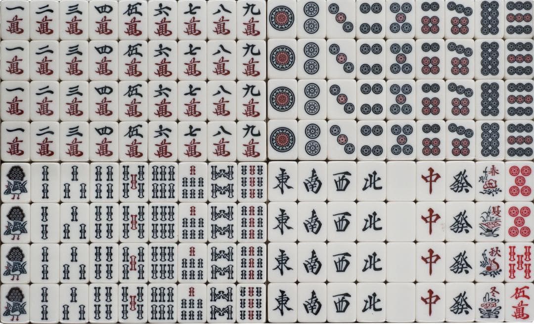 全自動麻雀卓用 新品 33ミリ牌セット 背面色/青黄 各144枚入 赤牌花牌つき