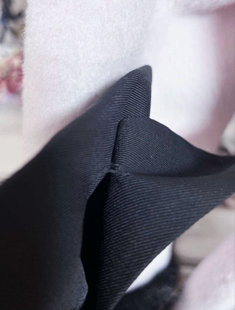 pium ハートボタンリボンベルトシャギーコート