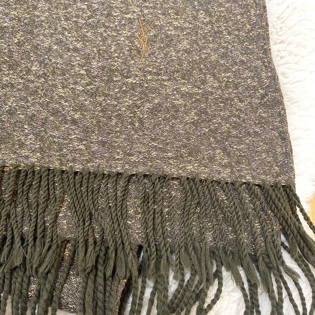 YSL サンローラン ヒョウ柄 大判ストール シルク×ウール　ヴィンテージ