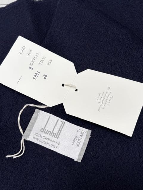 新品タグ付★ダンヒル　カシミアマフラー 濃紺 31㎝×138㎝ スコットランド製