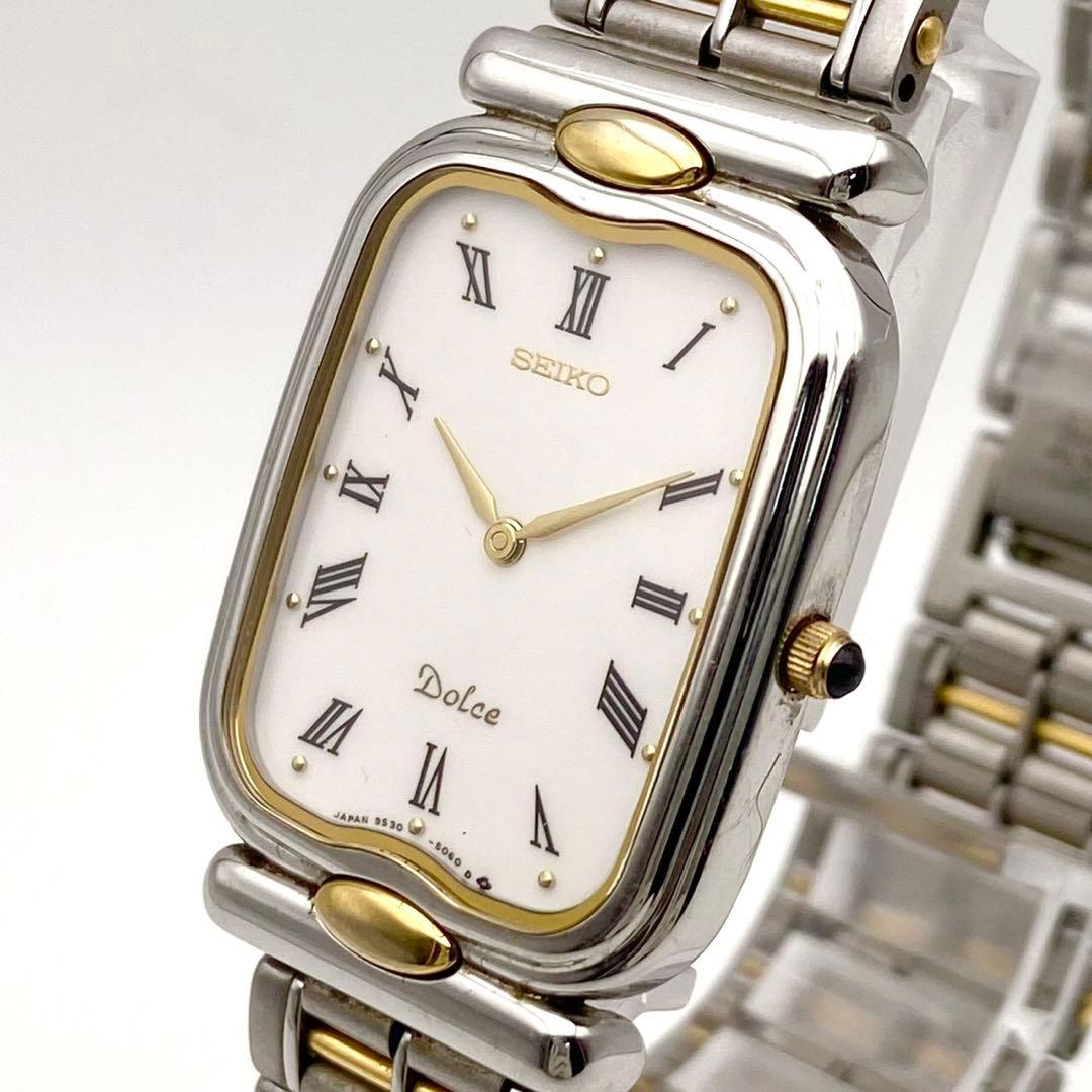 【稼動品】SEIKO ドルチェ コンビ スクエア 腕時計 新品電池