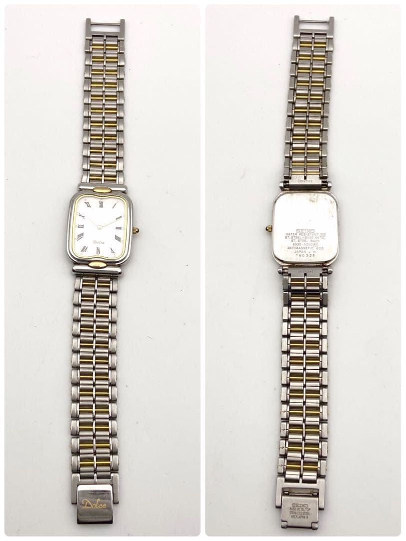 【稼動品】SEIKO ドルチェ コンビ スクエア 腕時計 新品電池