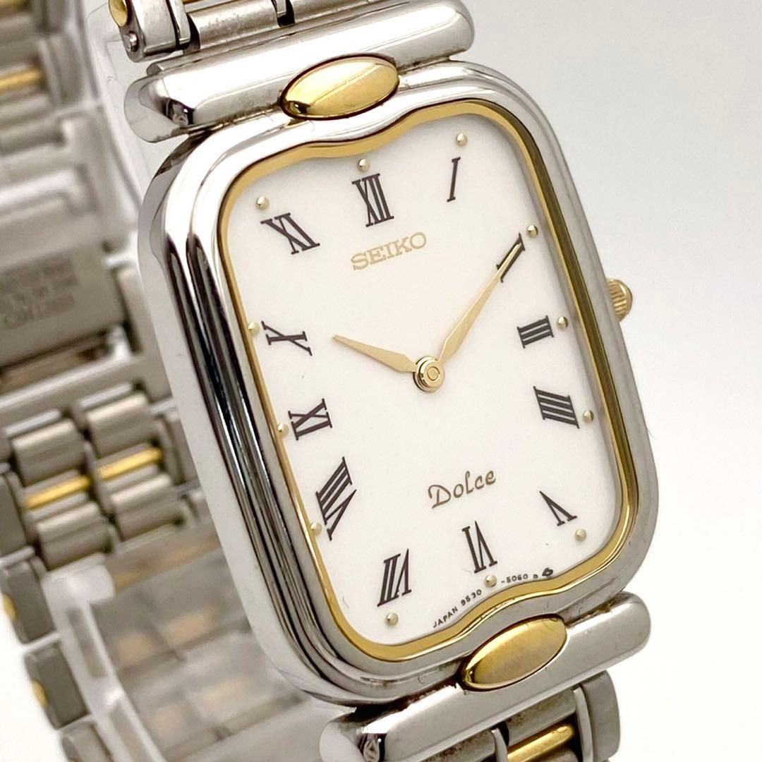 【稼動品】SEIKO ドルチェ コンビ スクエア 腕時計 新品電池