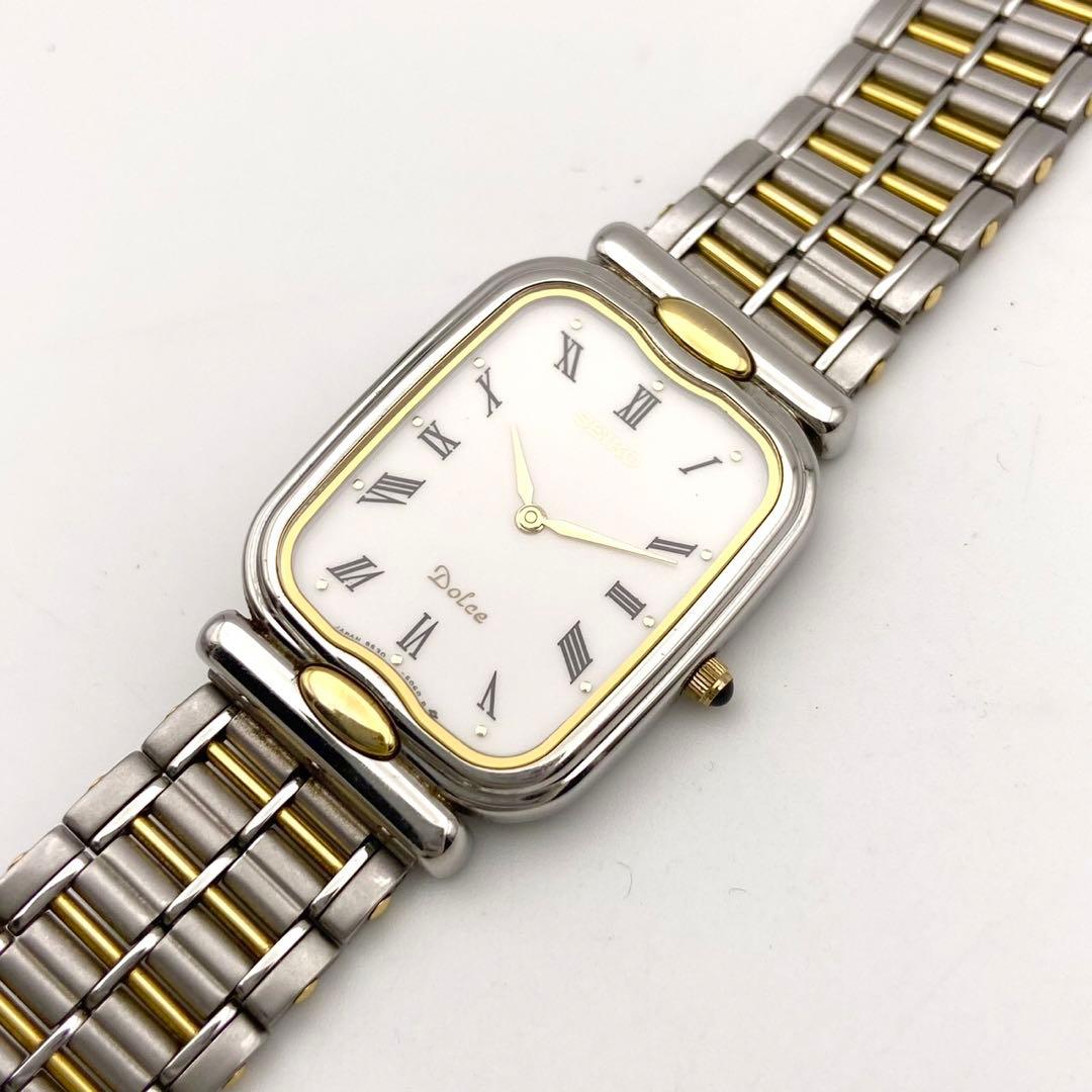 【稼動品】SEIKO ドルチェ コンビ スクエア 腕時計 新品電池