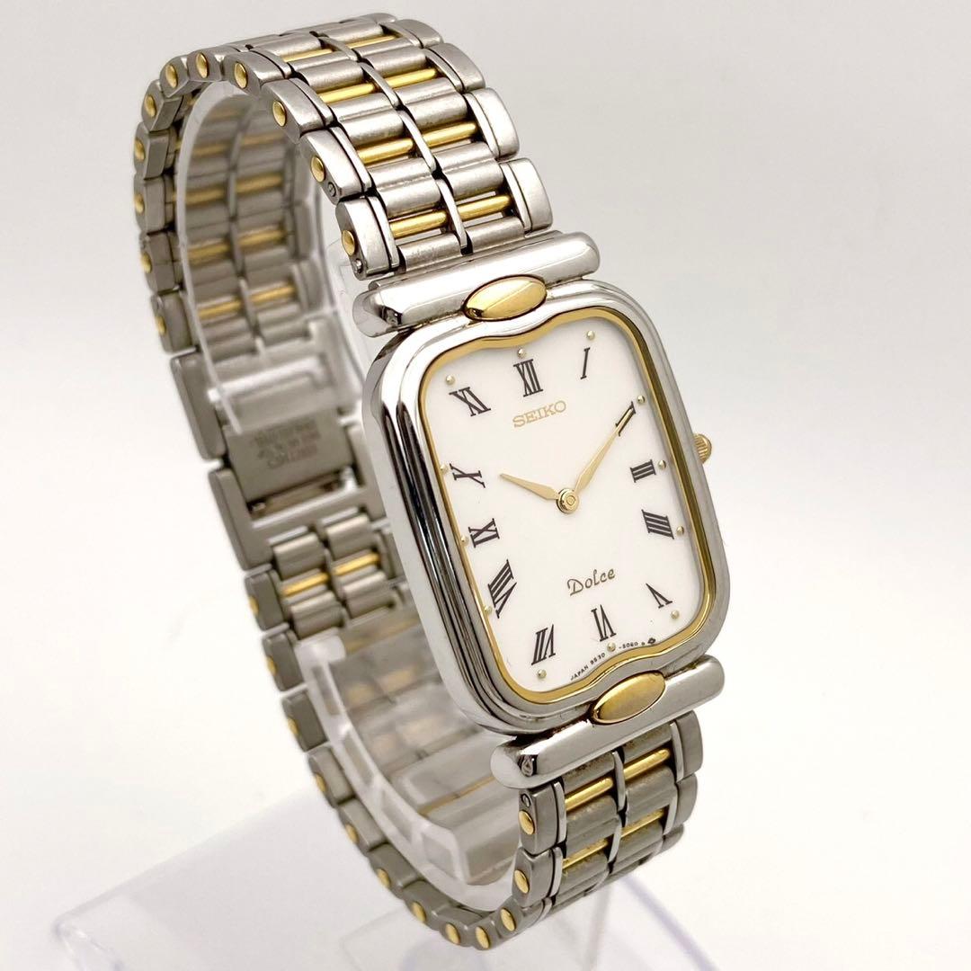 【稼動品】SEIKO ドルチェ コンビ スクエア 腕時計 新品電池