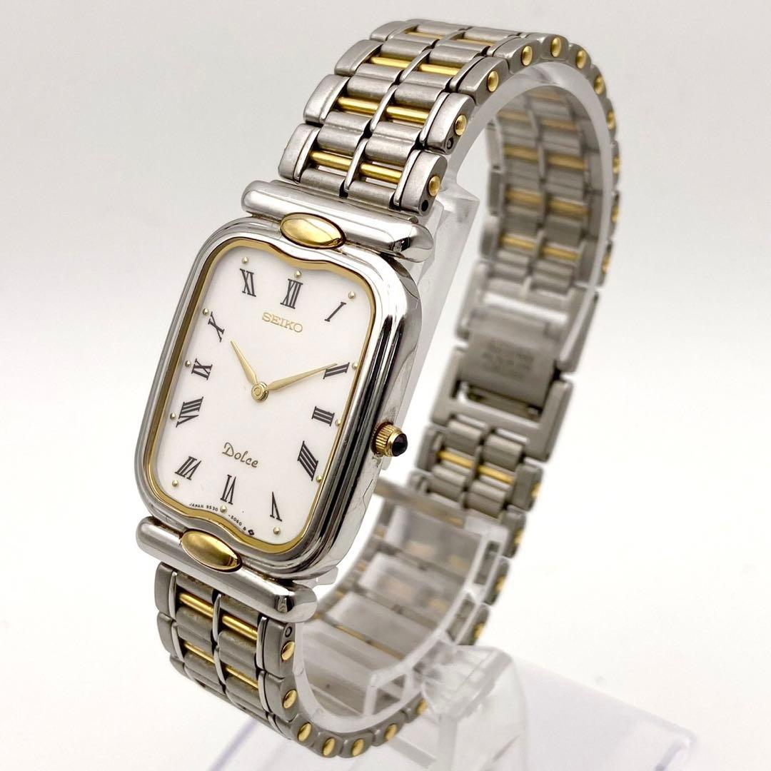 【稼動品】SEIKO ドルチェ コンビ スクエア 腕時計 新品電池