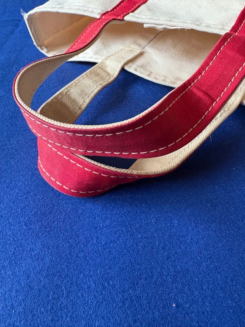 チ*ン様 LLBEAN ベージュ/赤 キャンバス トートバッグ