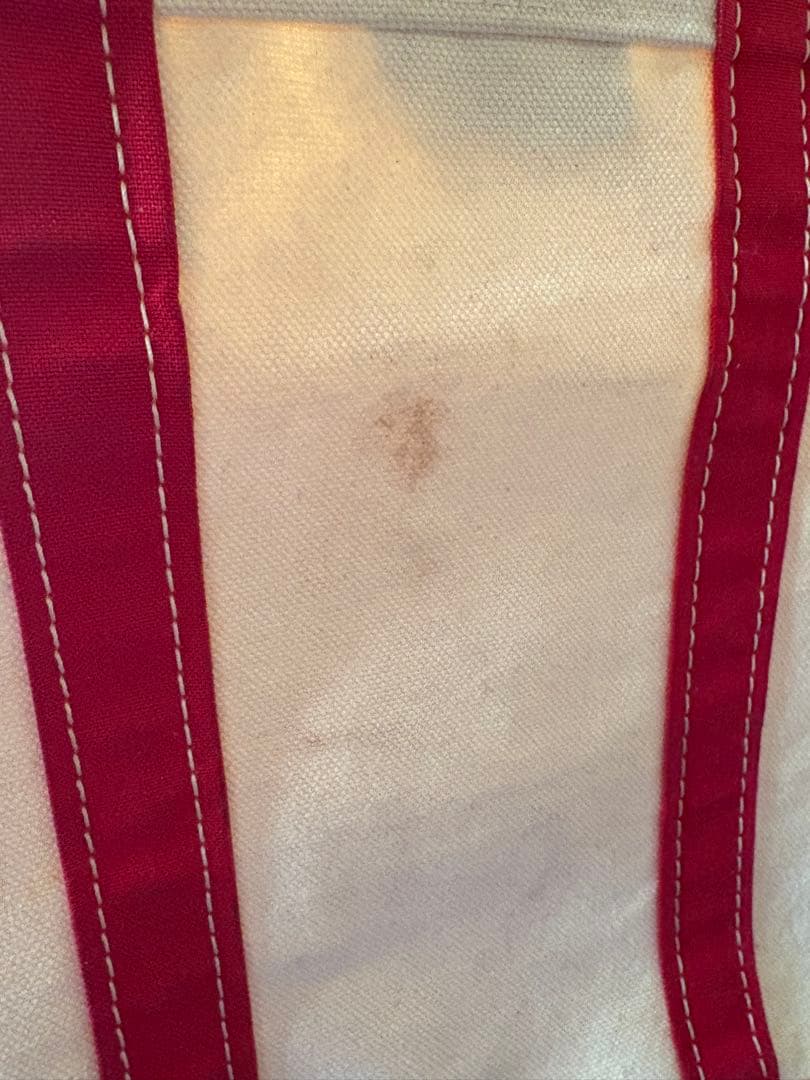 チ*ン様 LLBEAN ベージュ/赤 キャンバス トートバッグ