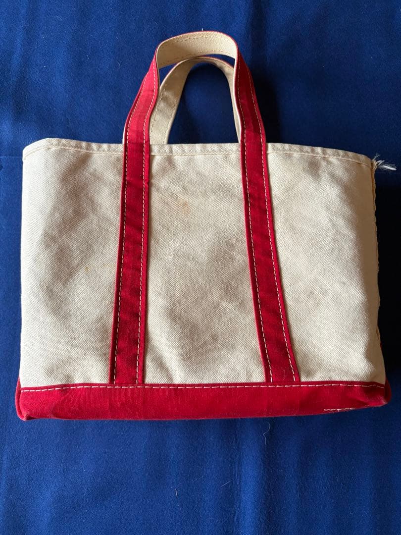 チ*ン様 LLBEAN ベージュ/赤 キャンバス トートバッグ
