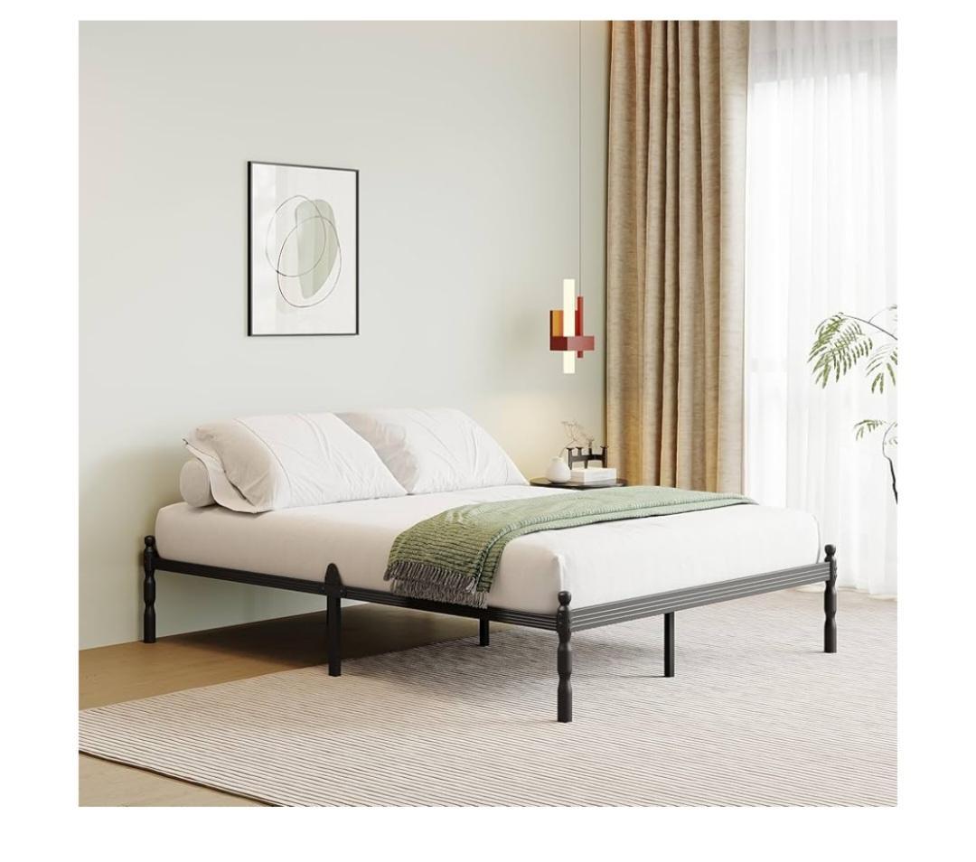 ブラック パイプベット セミダブルベッドフレーム 黒