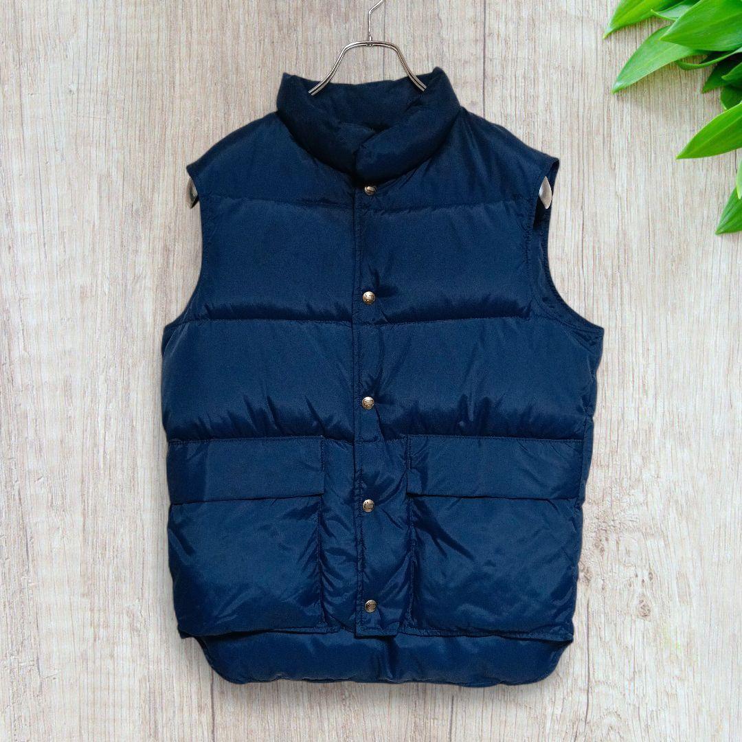 【90s USA製】ウールリッチ ダウンベスト ナイロン 紺 S