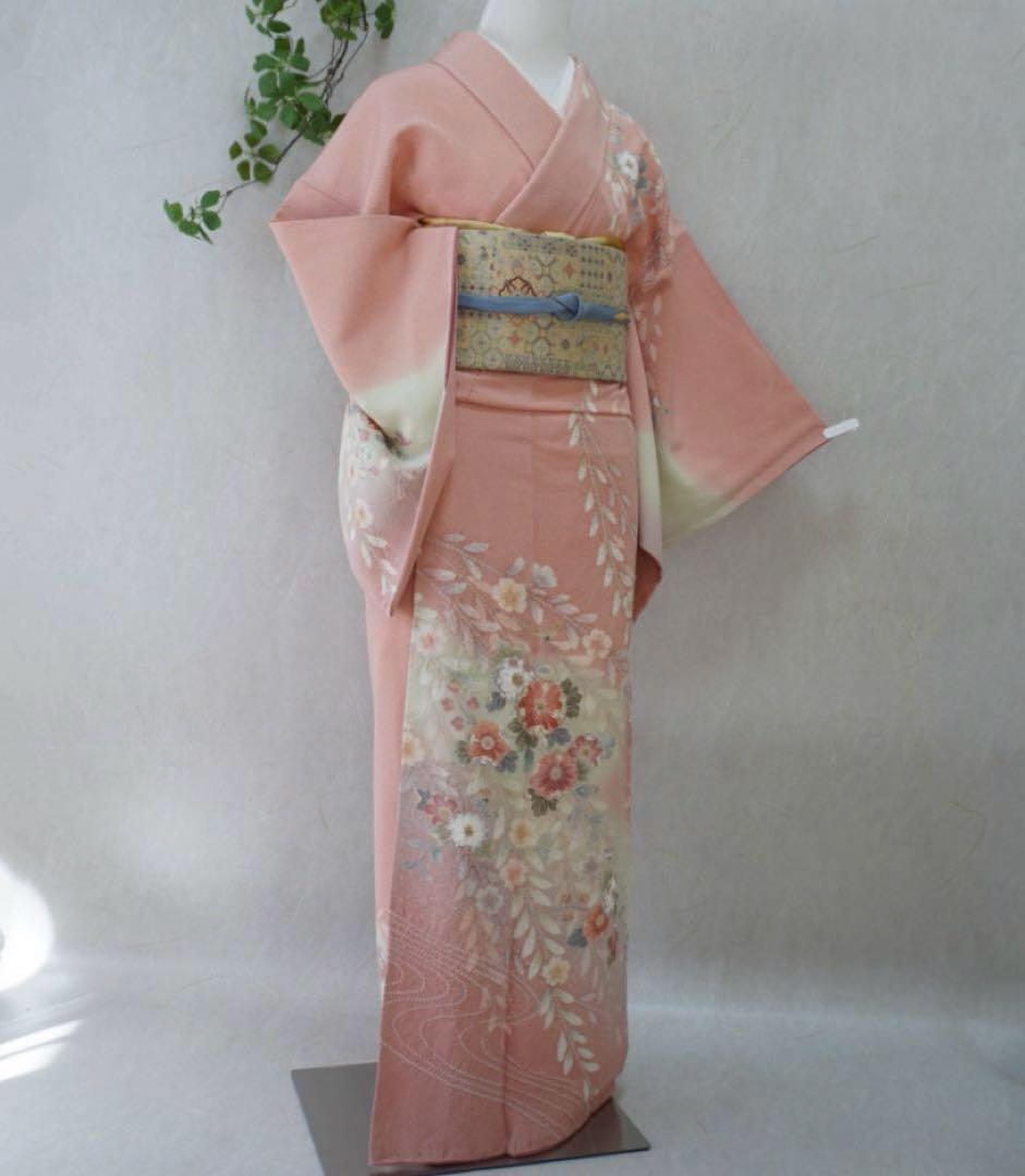 訪問着フルセット　正絹　卒業式　入学式　お宮参り【訪問着、袋帯、帯締め、帯揚げ】