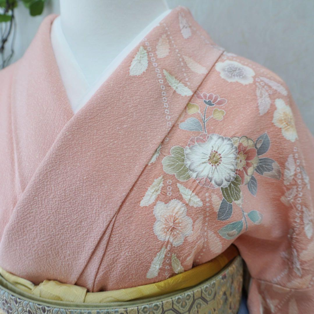 訪問着フルセット　正絹　卒業式　入学式　お宮参り【訪問着、袋帯、帯締め、帯揚げ】